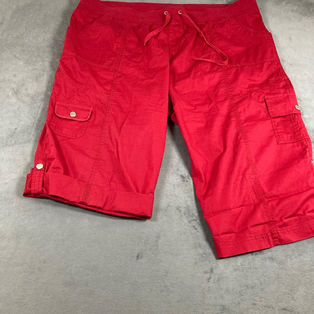 Style & Co Sport Red Cargo Capri Pants Womens 20W Plus Size Drawstring Cropped - Picture 4 of 7